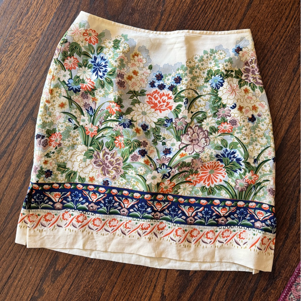 Boston Proper vintage floral Beige Skirt